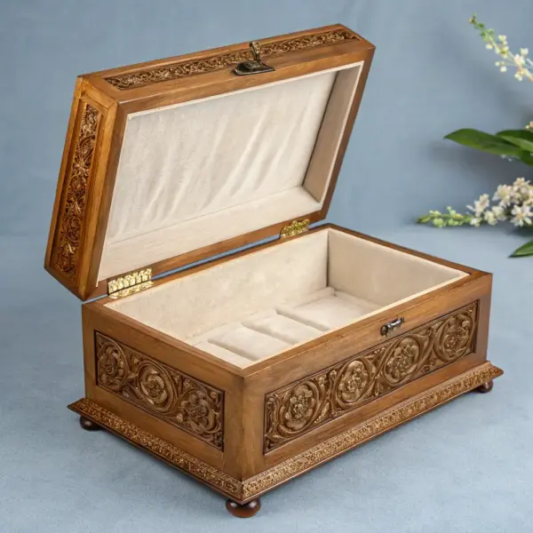 Engraved Wooden Jewelry Box